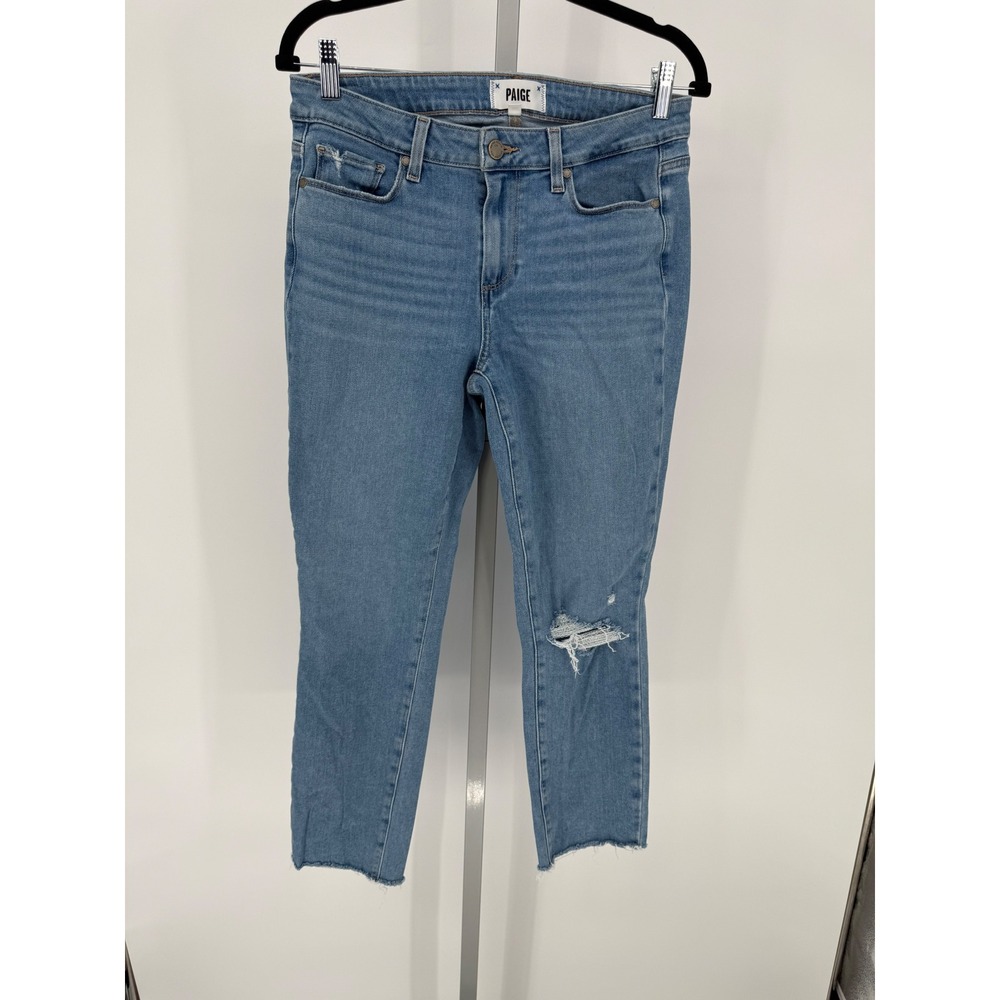 PAIGE Kylie‎ Crop Jeans Size 30 Distressed Raw Hem Denim Light Wash